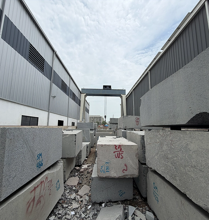 SM Granites stone block at the quarry